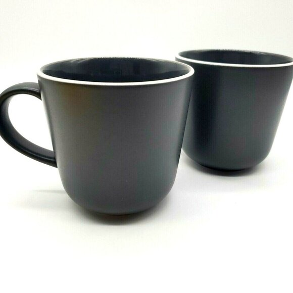 Royal Doulton Gordon Ramsay Mugs Slate Gray Bread Street 3.5"H Set Of 2 - Picture 7 of 12